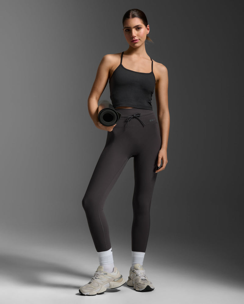 Flex Hi-Rise Drawcord Tights, Sable/Sable