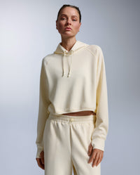 Wonderluxe Sand Washed Cropped Hoodie, Chalk/White