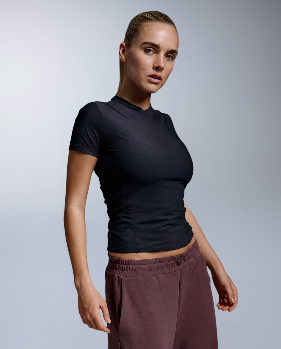 Wonderluxe Fitted Tee, Black/Black