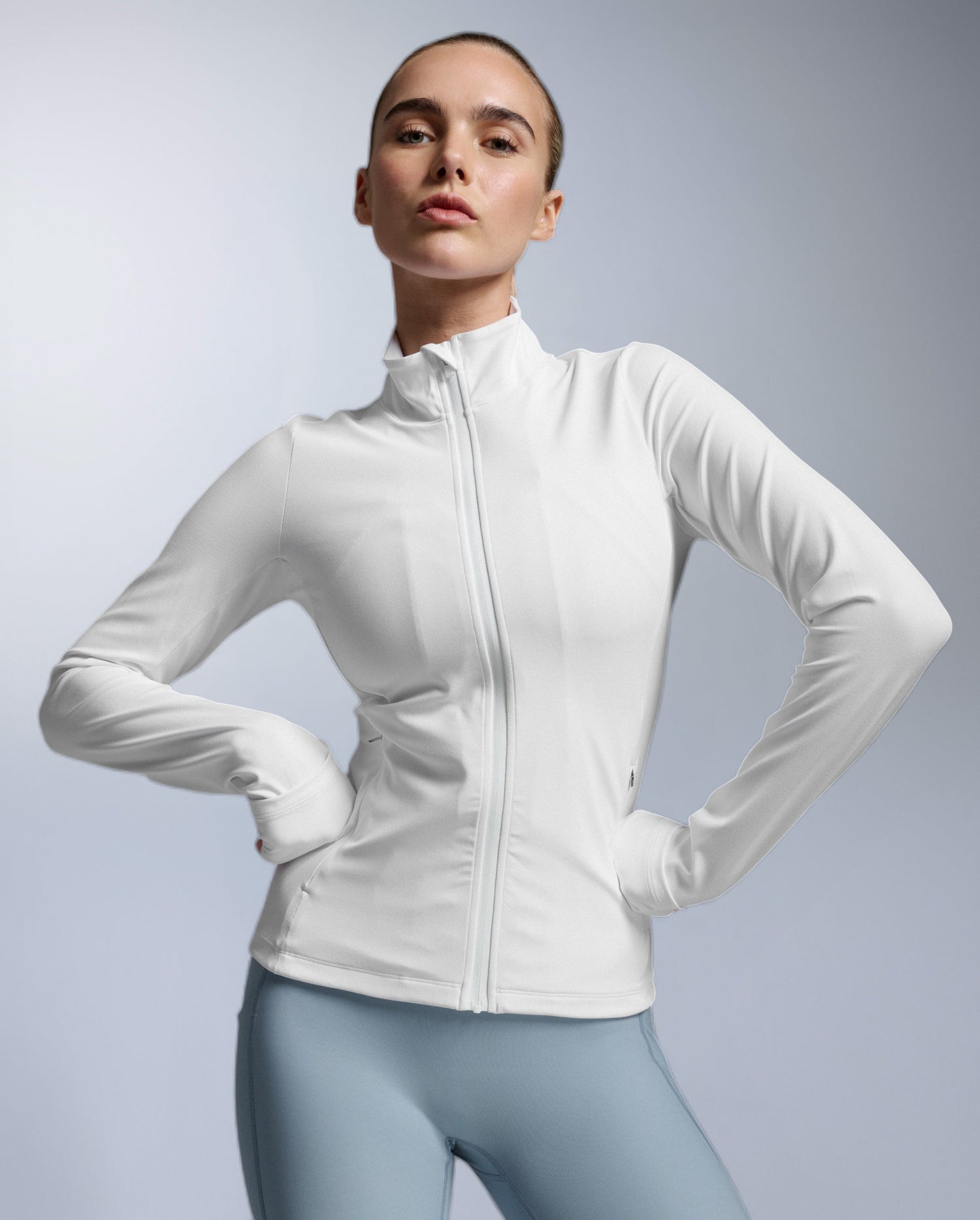 Fluid Full Zip Jacket, White/White