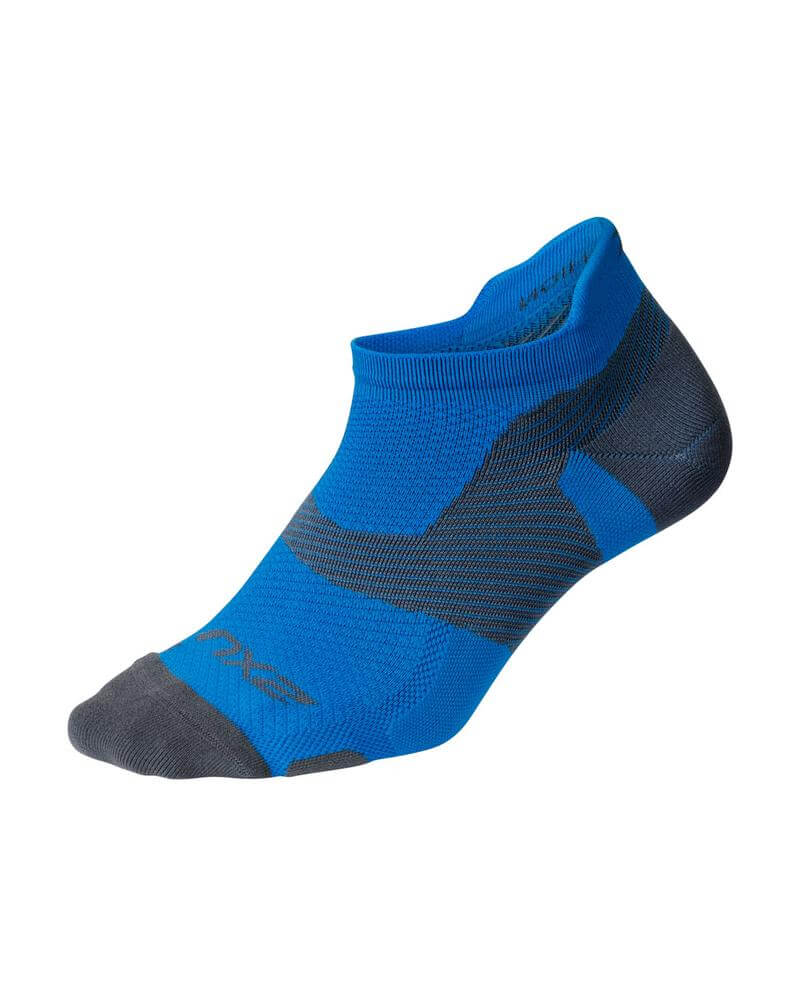 Vectr Light Cushion No Show Compression Socks, Vibrant Blue/Grey
