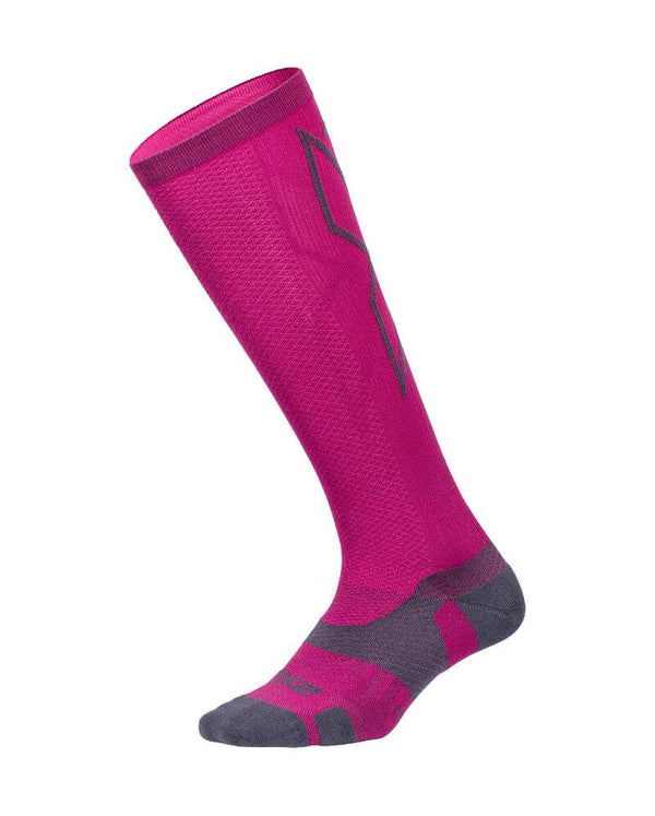 Vectr Light Cushion Full Length Compression Socks, Hot Pink/Grey