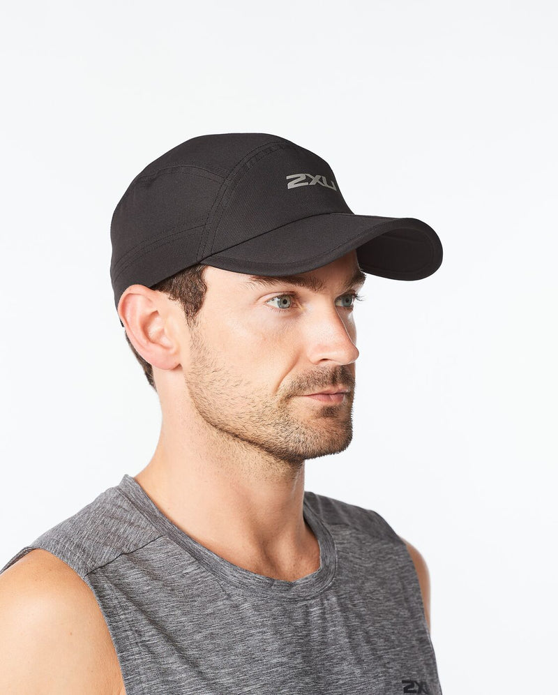Packable Run Cap, Black/Silver Reflective