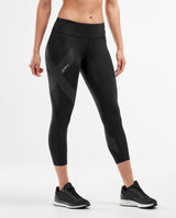 Motion Mid-Rise Compression 7/8 Tights, Black/Dotted Reflective Logo