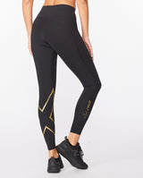 Force Mid-Rise Compression Tights, Black/Gold