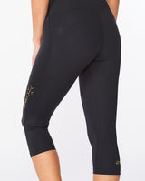 Force Mid-Rise Compression 3/4 Tights, Black/Gold