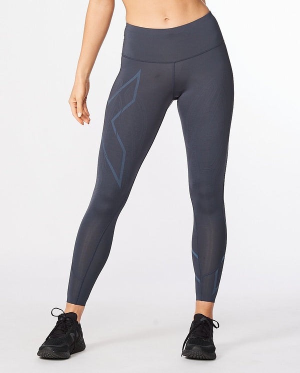 Light Speed Mid-Rise Compression Tights, India Ink/Ink Reflective